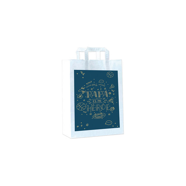 BOLSA PEQUEÃA BLANCA MI PAPA ES MI HEROE 24X18X8 12U | ARGUVAL, S,L | 1 UNIDAD | 8421363491229