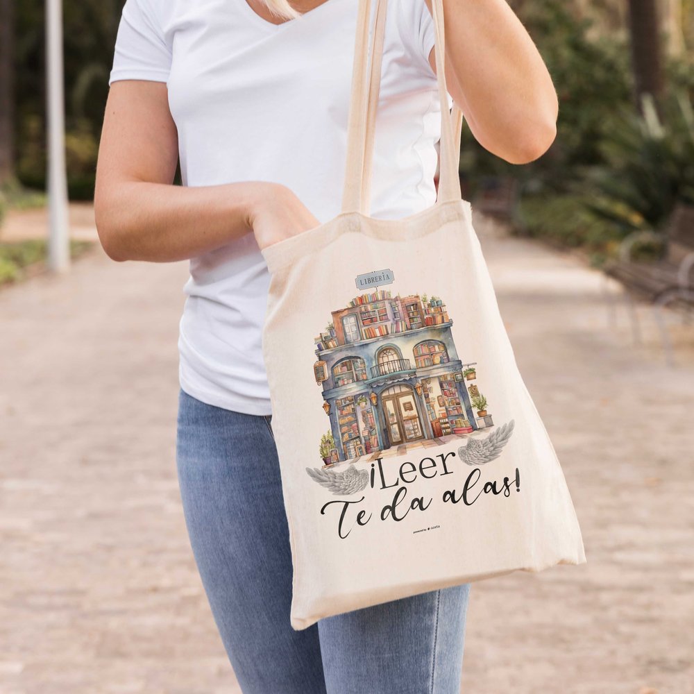 BOLSA DE TELA ALGODON PERSONALIZADA LEER TE DA ALAS 35X39 | ARGUVAL PERSONALIZADO