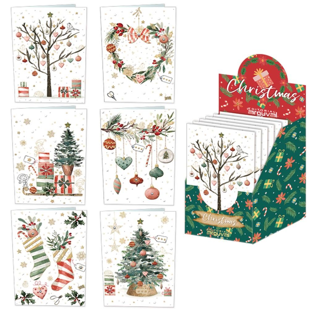 Exp 48 Christmas White Tarjetas de felicitación ARGUVAL Pack 48