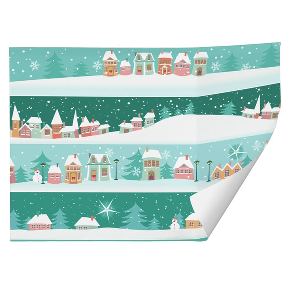 PAPEL REGALO RECICLADO NAVIDAD PUEBLO NEVADO 70X100 | ARGUVAL NAVIDAD | ENVASE 25 UDS. UNIDAD | 8421363493988