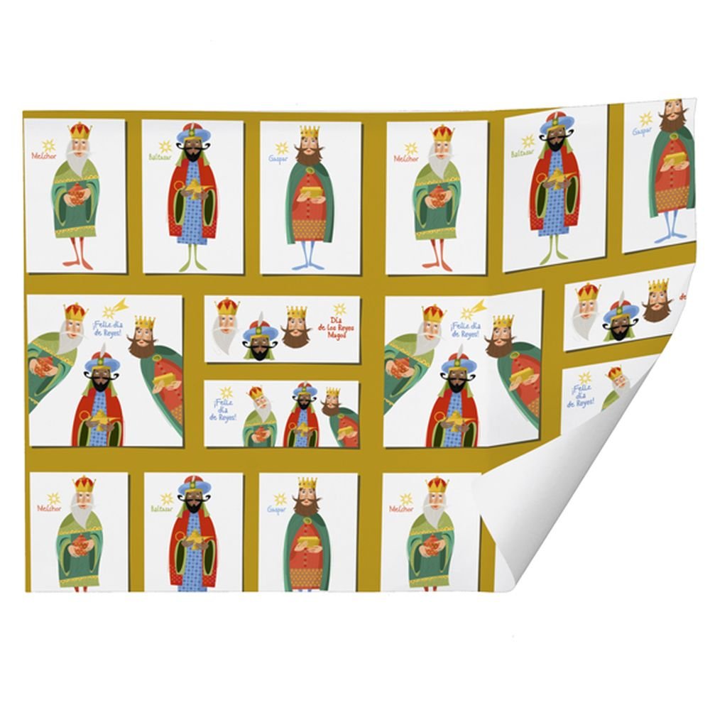 PAPEL REGALO RECICLADO NAVIDAD REYES MAGOS 70X100 FONDO BLA | ARGUVAL NAVIDAD | ENVASE 25 UDS. UNIDAD | 8421363493995 Imagen principal del producto