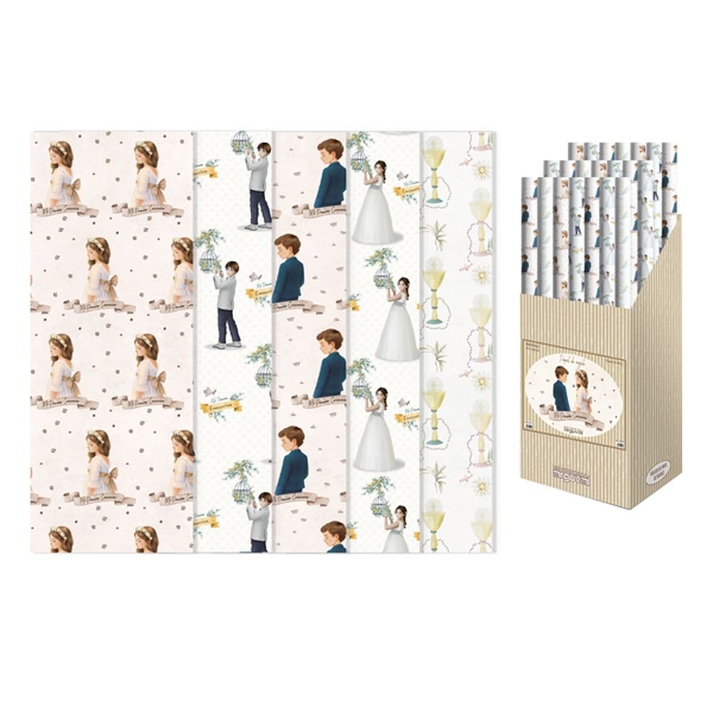 Expositor 50 Rollo Papel Regalo 70x100 cm Comunión ARGUVAL COMUNION
