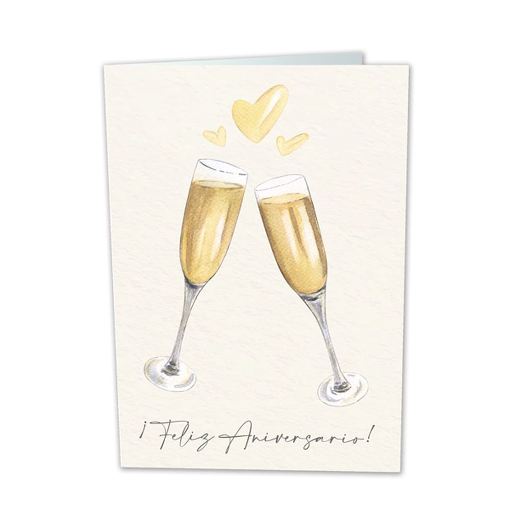 Postal 13,3 x 19,1 cm Feliz Aniversario Copas Marca Arguval Todo Año