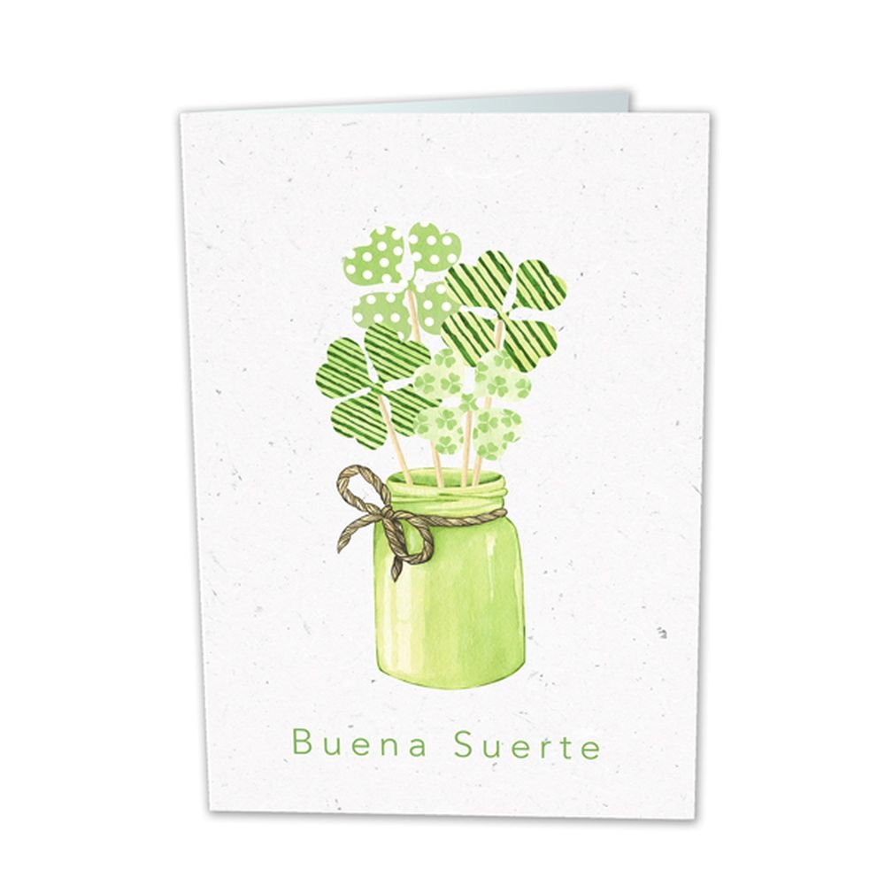 Postal 13,3 x 19,1 cm Buena Suerte Tréboles Marca Arguval Todo Año
