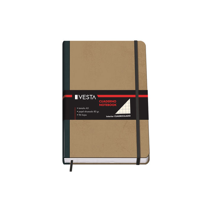 Cuaderno cartone a5 80g 96h cuad.5x5 cierre con goma