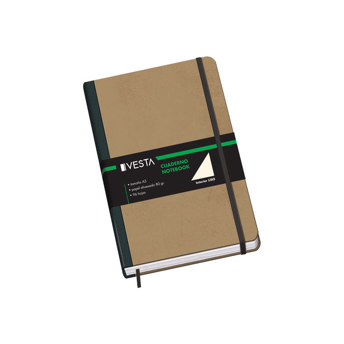 Cuaderno cartone a5 80g 96h liso cierre con goma