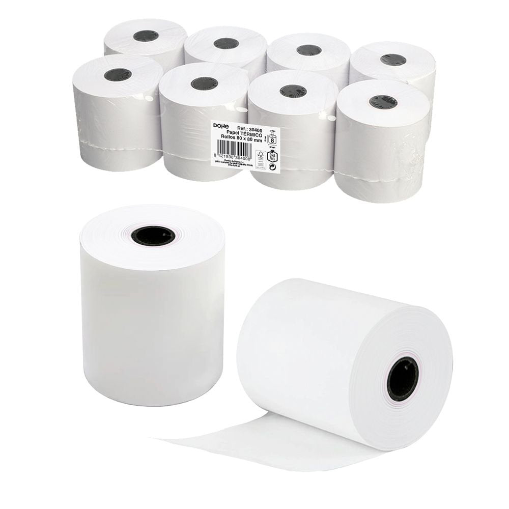 ROLLO PAPEL TERMICO 80X80 MM | 8 UNIDADES | (DOHE, S,A,)