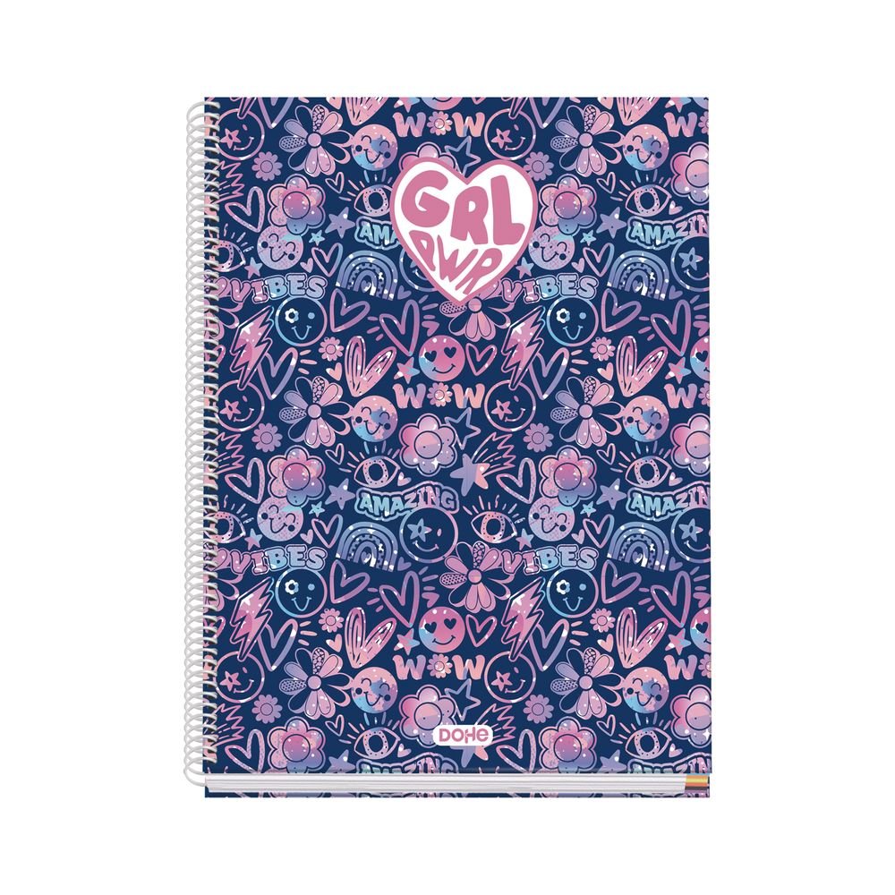 Cuaderno A4 Tapa Forrada Cuadro 5 mm Girl Power 2026 Marca Dohe Diseño