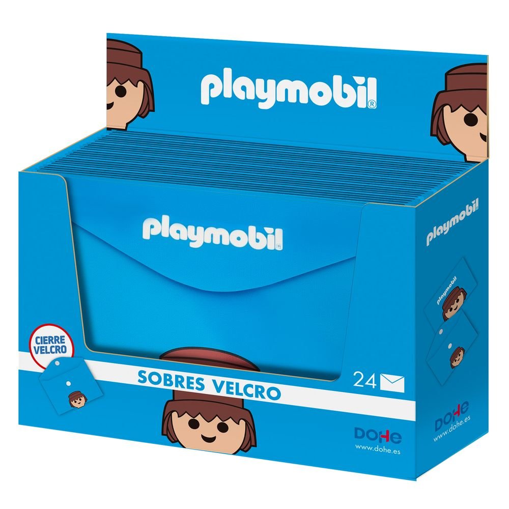 Expositor 24 Sobres Folio PP Velcro Playmobil Marca Dohe Regalo