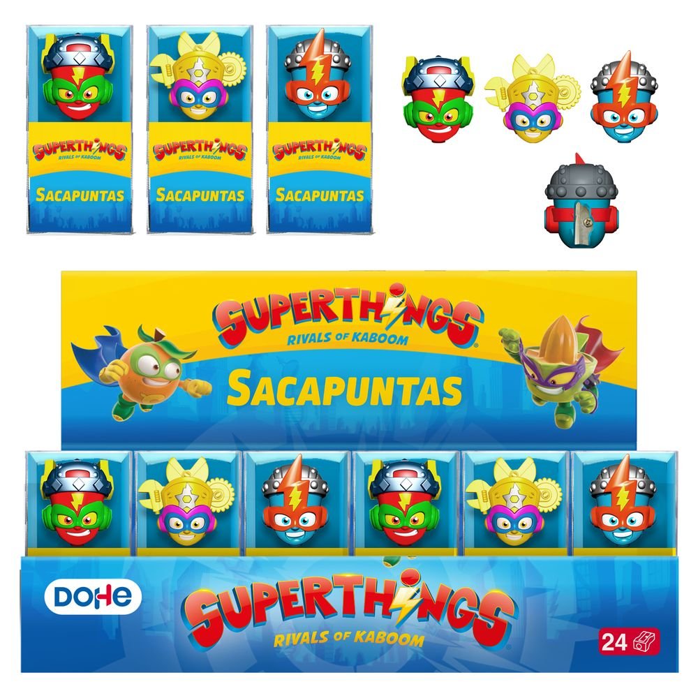 Expositor 24 Sacapuntas Superthings Surtidos Marca Dohe Regalo Imagen principal del producto