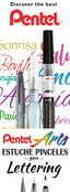 Set 2 Pinceles y 1 Rotulador para Lettering Pentel Arts Marca Pentel
