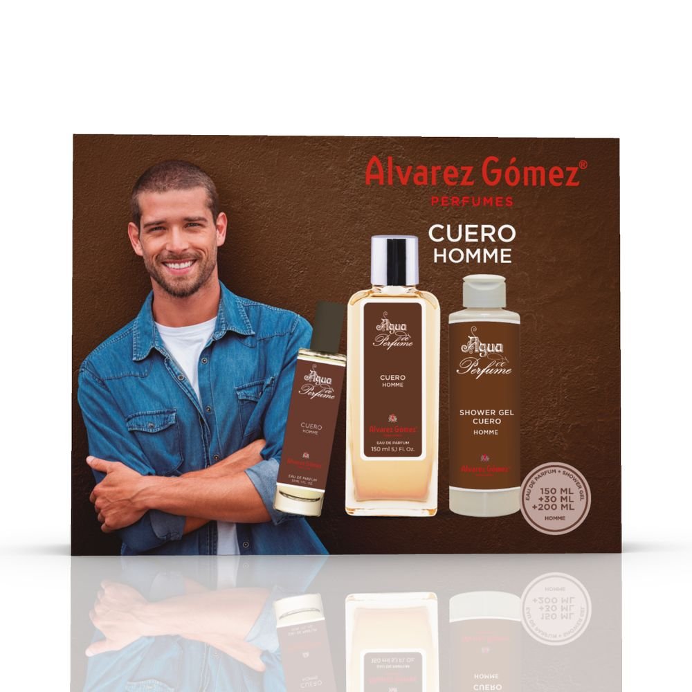Estuche Triplo Agua de Perfume Cuero Hombre Alvarez Gomez