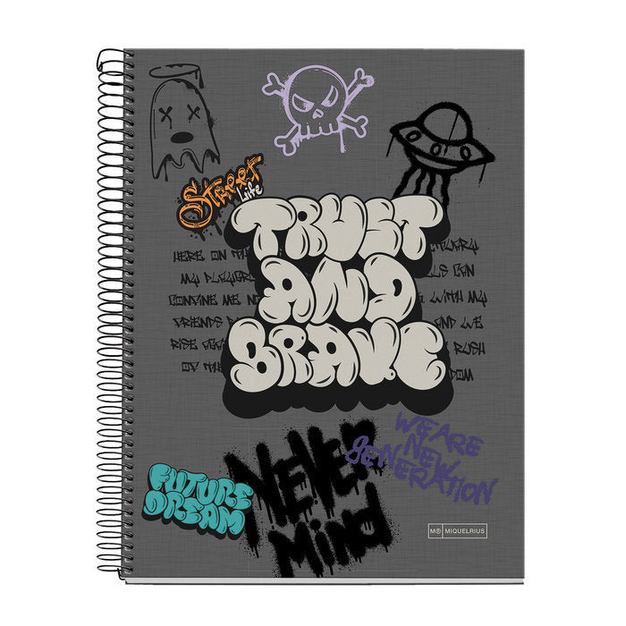 Cuaderno Miquelrius Diseño A4 120H Cuadro 5 mm Graffitti