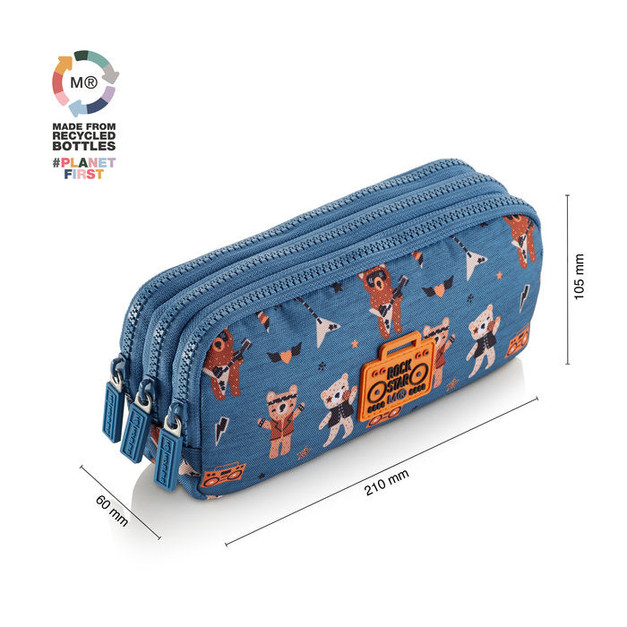 PORTATODO TRIPLE RECTANGULAR RECICLADO ROCK STAR | MIQUELRIUS DISEÑO
