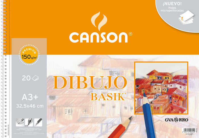 ✅ BLOC DIBUJO PAPEL BASIK A3+ 150GR LISO