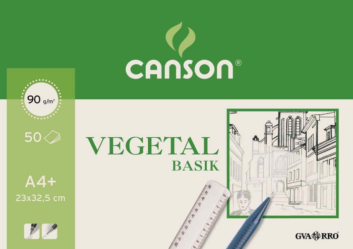 Bloc basik papel vegetal a4+ 50hojas 90g. encolado