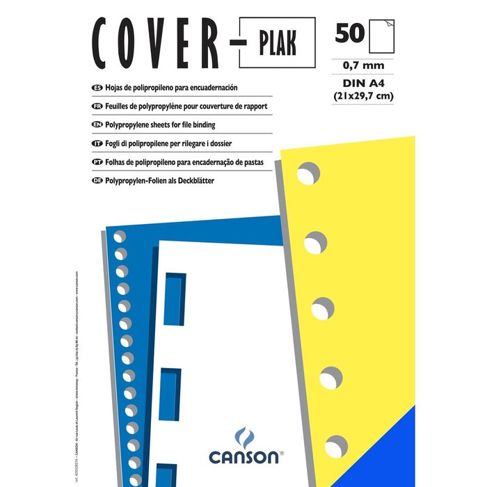 PORTADA COVER-PLAK A4 0,8 TRANSLUCIDA | 50 UNIDADES | (GUARRO & CANSON) Imagen principal del producto