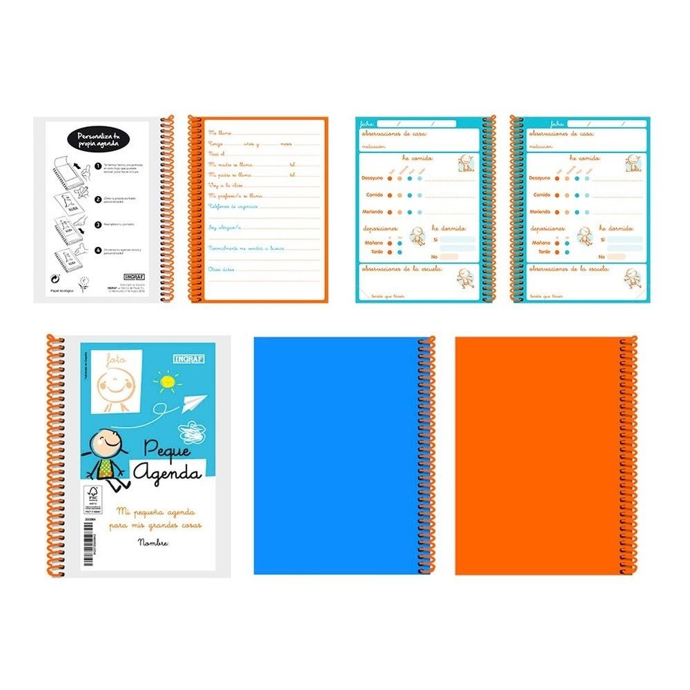 Agenda escolar perpetua espiral 8º D/p Peques Person surtida INGRAF