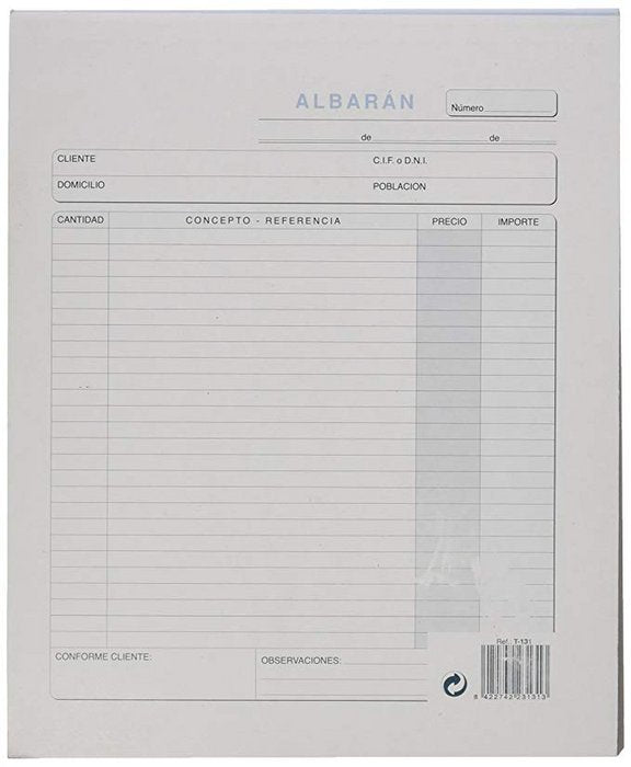 TALONARIO ALBARANES HOLADENSA TRIPLICADO AUTOC T-131 | 5 UNIDADES | (LOAN INDUSTRIAS GRAFICAS) Imagen principal del producto