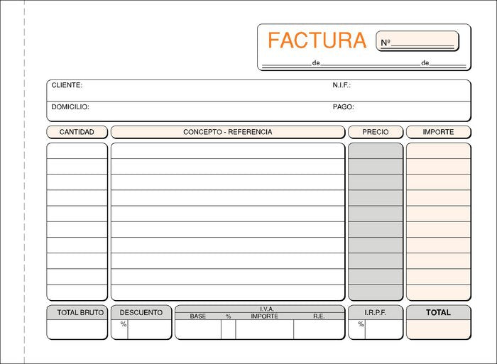 TALONARIO FACTURA 4º T-66 APAISADO TRIPLICADO AUTOCOPIANTE | 5 UNIDADES | (LOAN INDUSTRIAS GRAFICAS)
