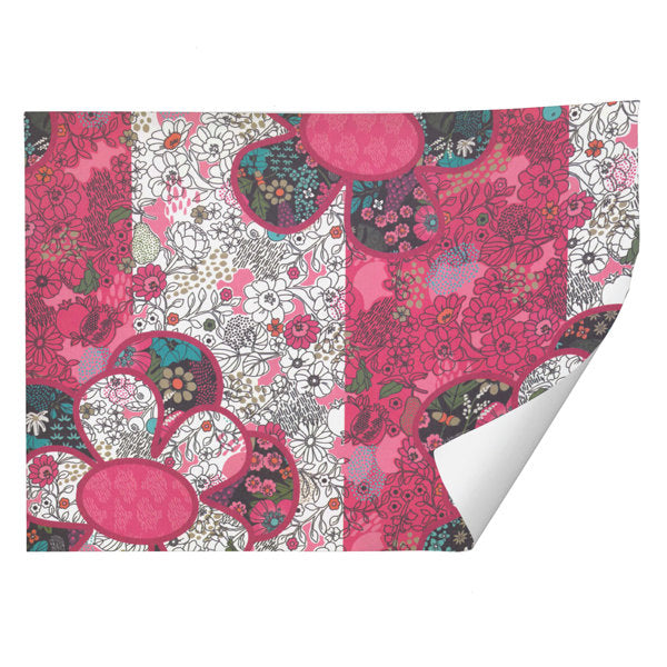 PAPEL REGALO KRAFT BLANCO 70X100CM FLORES TONOS ROSAS BUSQUE | ARGUVAL, S,L | ENVASE 25 UDS. UNIDAD | 8422829634310