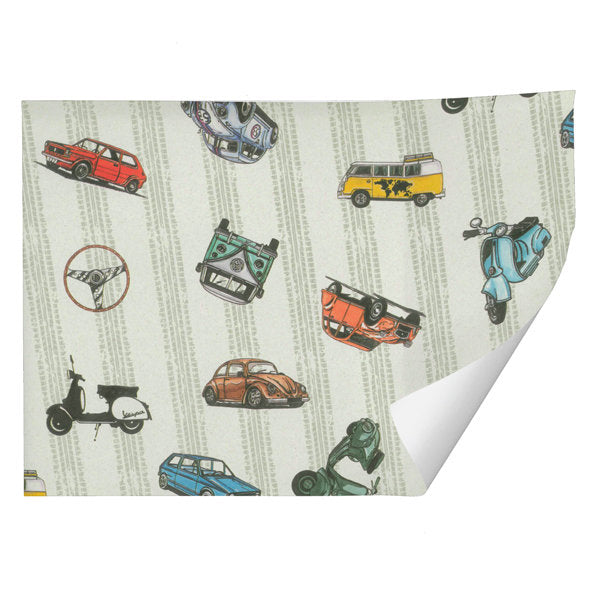 PAPEL REGALO PLIEGOS RECICLADO VEHICULOS 70X100CM BUSQUETS | ARGUVAL, S,L | ENVASE 25 UDS. UNIDAD | 8422829634341