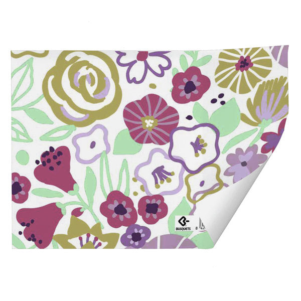 PAPEL REGALO KRAFT BLANCO 70X100CM FLORES SILUETA BUSQUETS | ARGUVAL, S,L | ENVASE 25 UDS. UNIDAD | 8422829665215