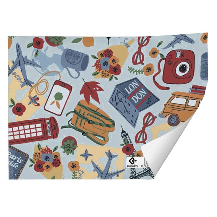 PAPEL REGALO PLIEGOS KRAFT BLANCO LONDRES 70X100CM BUSQUETS | ARGUVAL, S,L | ENVASE 25 UDS. UNIDAD | 8422829665406