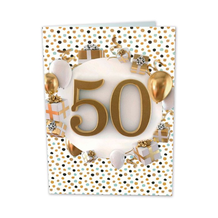TARJETA GIGANTE 50 AÑOS CON TEXTO INTERIOR BUSQUETS 6U | ARGUVAL, S,L | ENVASE 6 UDS. UNIDAD | 8422831257019