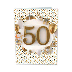TARJETA GIGANTE 50 AÑOS CON TEXTO INTERIOR BUSQUETS 6U | ARGUVAL, S,L | ENVASE 6 UDS. UNIDAD | 8422831257019