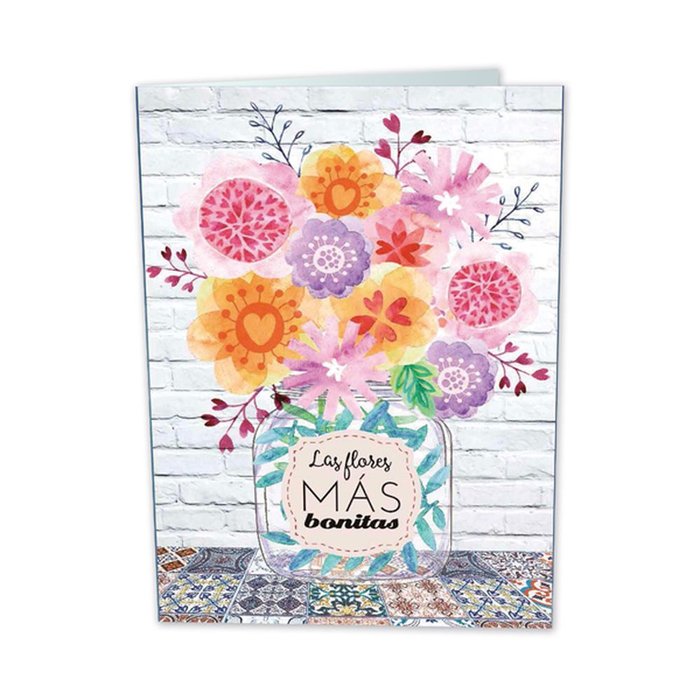 TARJETA GIGANTE FLORES CON TEXTO INTERIOR BUSQUETS 6U | ARGUVAL, S,L | ENVASE 6 UDS. UNIDAD | 8422831414924