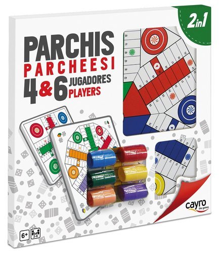 Tablero Parchis Madera 4 y 6 Jugadores con Accesorios Juguetes Cayro