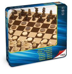 JUEGO DE MESA AJEDREZ DAMAS DE MADERA METAL BOX | JUGUETES CAYRO S,L | 1 UNIDAD | 8422878707515