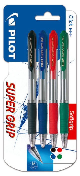 BOLIGRAFO PILOT SUPER GRIP 1 AZUL, 1 NEGRO,1 ROJO Y 1 VERDE | 1 UNIDADES | (PILOT) Imagen principal del producto