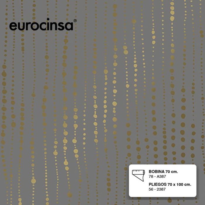 PAPEL REGALO BOBINA 62CM 100M GRIS Y DORADO TODO AÑO | EUROCINSA | 1 UNIDAD | 8422917745911 Imagen principal del producto