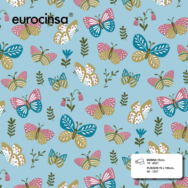 PAPEL REGALO BOBINA 31CM MARIPOSAS TODO AÑO | EUROCINSA | 1 UNIDAD | 8422917751363 Imagen principal del producto