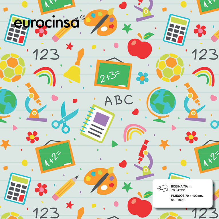 PAPEL REGALO BOBINA 31CM ESCOLAR TODO AÑO | EUROCINSA | 1 UNIDAD | 8422917751394