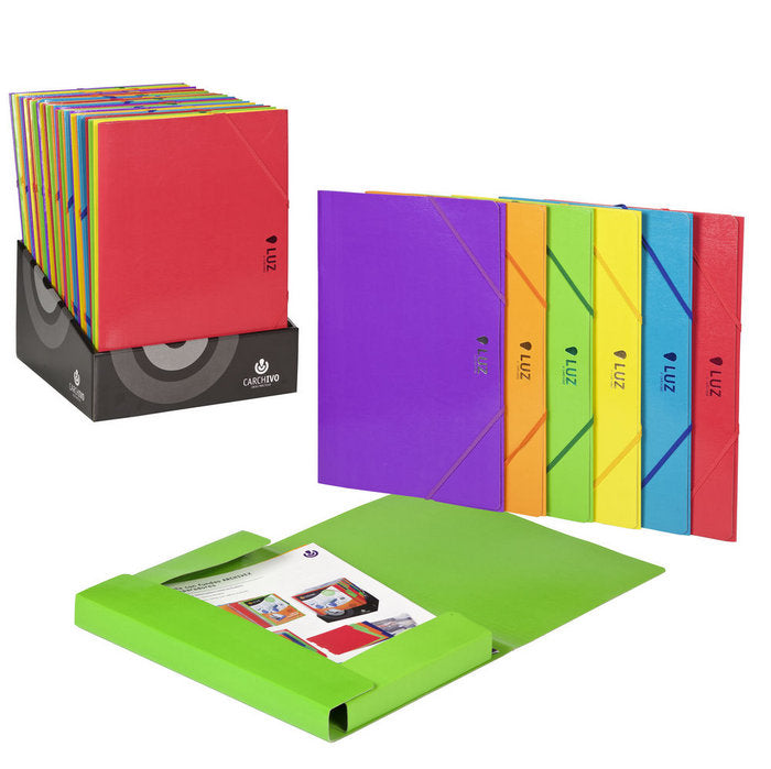 Paq/5 carpeta fº carton gomas y solapas rosa luz