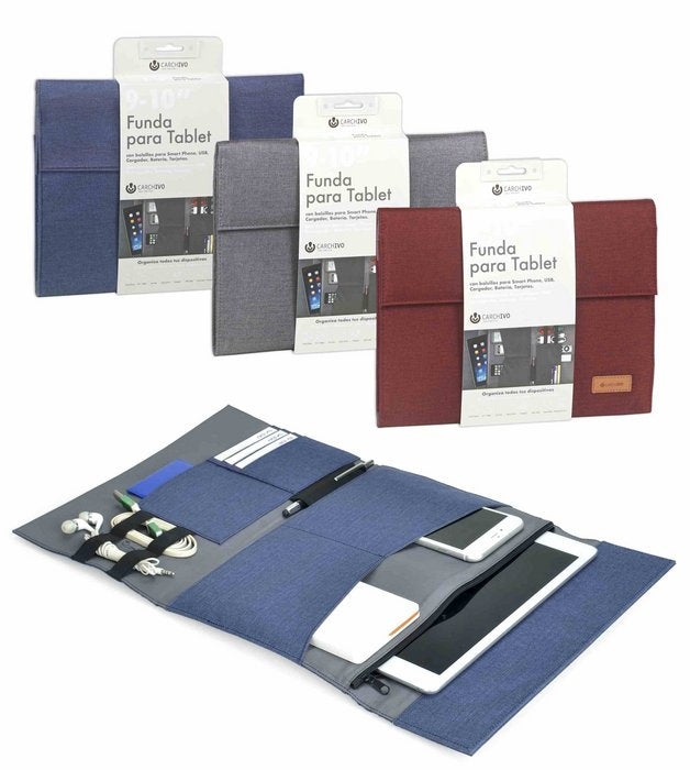 Funda Tablet Venture 10.1 con Bolsillo y Solapa Gris Carchidea