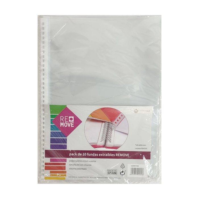 Pack 10 fundas extraíbles remove a4 polipropileno cristal Imagen principal del producto