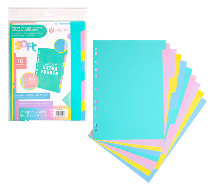 Juego Separadores PP Soft Extra Fuerte Pastel CARCHIDEA Imagen principal del producto