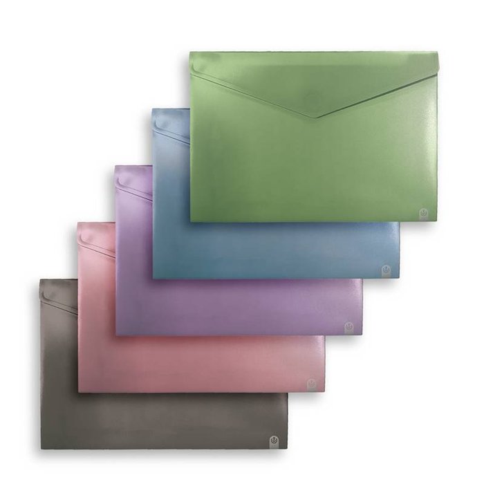 Paq/10 carpeta sobre a5 cierre velcro polipropileno colores metal surtidos Imagen principal del producto