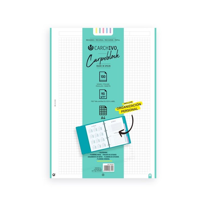 RECAMBIO 100H A4 PAPEL 90GRS CON BONUS BANDAS 5 COLORES 5X5 | 1 UNIDADES | (CARCHIDEA, S,L,) Imagen principal del producto
