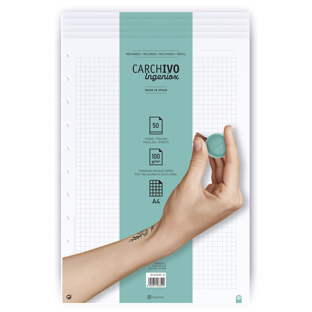 Pack 5 Recambios Bloc Ingeniox A4 50H Cuadricula Carchidea Imagen principal del producto
