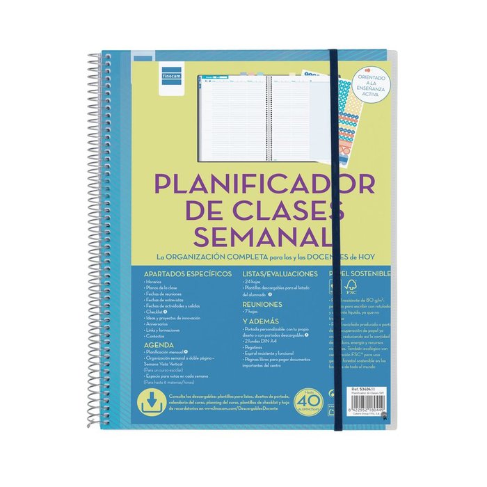DOCENTE PLANIFICADOR CLASES 230X310 SV NO CADUCABLE | FINOCAM Imagen principal del producto