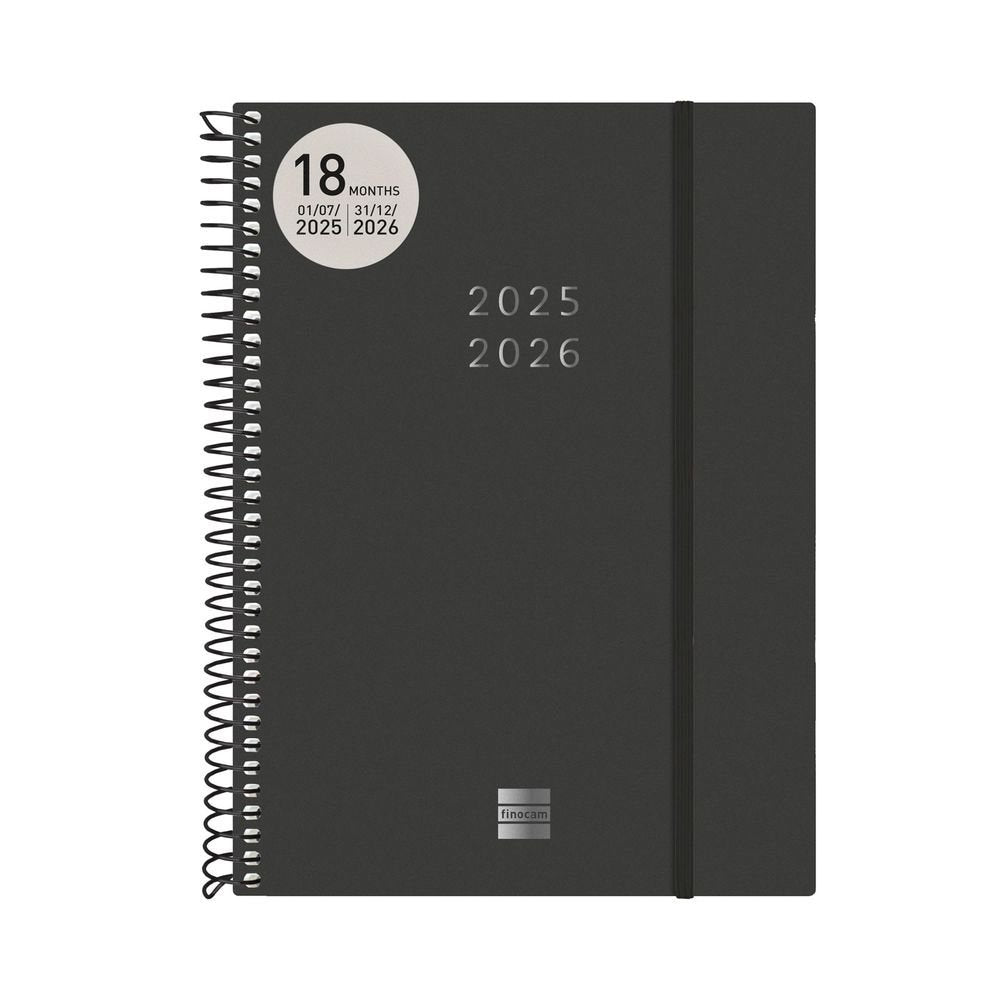 AGENDA ESCOLAR ESPIRAL 18 MESES E10 155X212 SVH 25-26 NEGRO | FINOCAM Imagen principal del producto