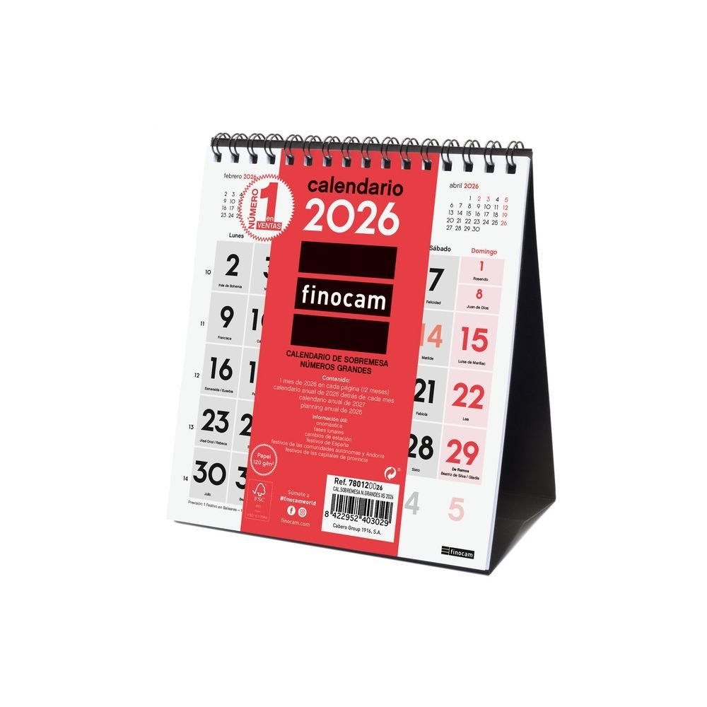 Calendario Sobremesa 2026 Num Grandes Xs