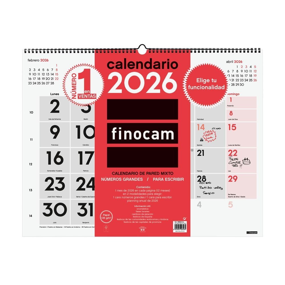 Calendario de Pared 2026 Mixto Xl