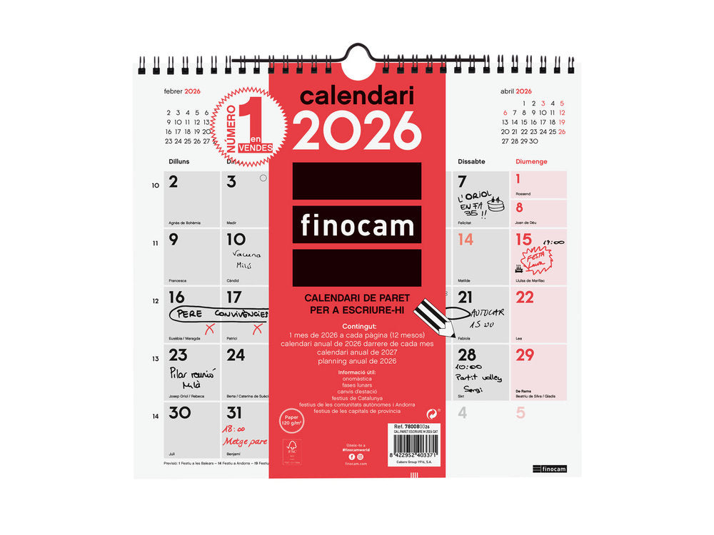 (cat) Calendario Pared 2026 Escribir M Catalan