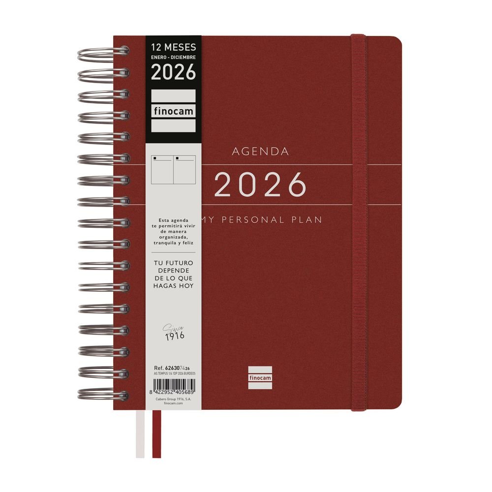 AGENDA ANUAL 2026 TEMPUS CUARTO DP BURDEOS | FINOCAM Imagen principal del producto